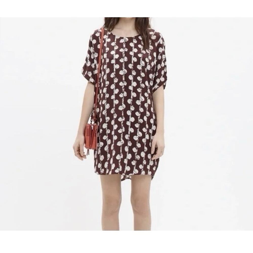 Madewell Easy Silk Dress in Batik Vine Size XS Flowy Oversized Shift Summer Fall